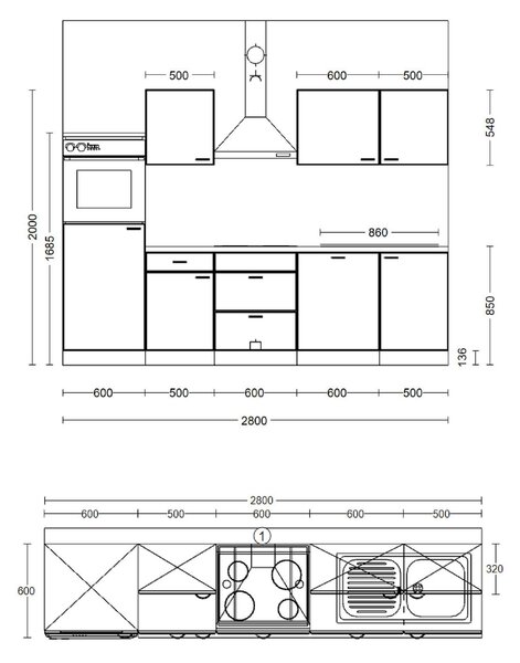 KUCHYŇSKÝ BLOK 280 cm FlexWell - Online Only kuchyňské linky, Online Only