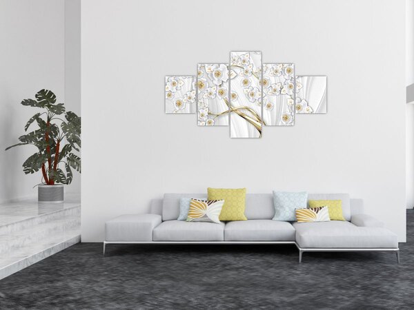 Obraz - Strom se zlatým dekorem (125x70 cm)