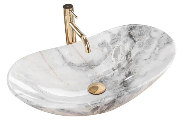 REA-U8596 - Umyvadlo na desku ROYAL 36x62,5 cm keramika/bílá/šedá/imitace kamene