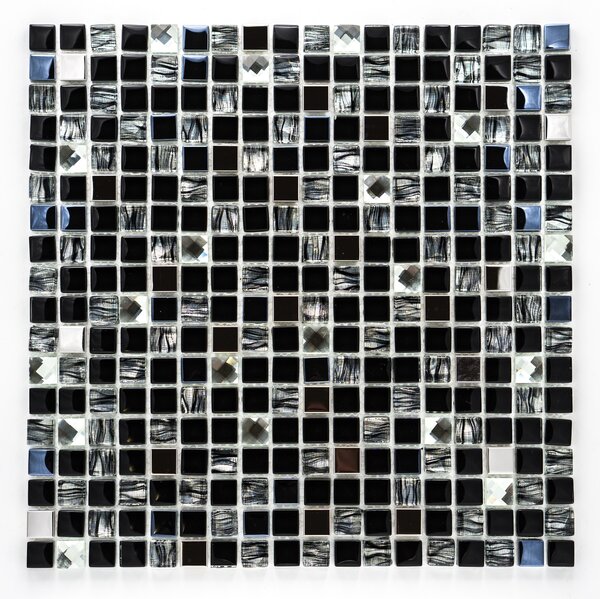 Mozaika, sklo, kov 15x15mm