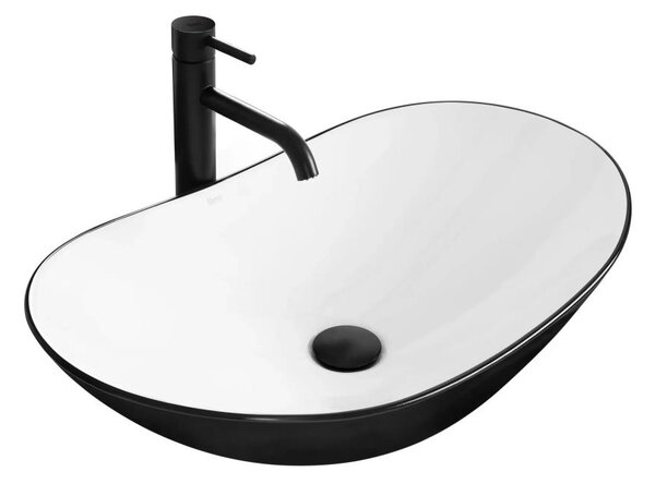REA-U6600 - Umyvadlo na desku ROYAL 36x62,5 cm keramika/bílá/černá
