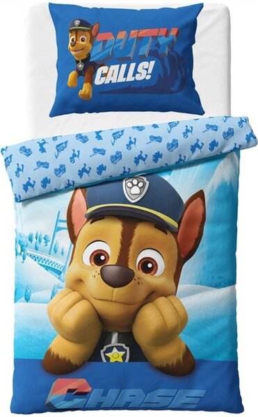 Bavlněné ložní povlečení Tlapková patrola - Paw Patrol - motiv policista Chase - 100% bavlna - 70x90 cm + 140x200 cm