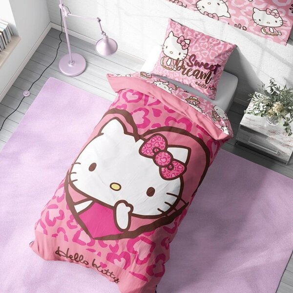 Bavlněné ložní povlečení Hello Kitty - motiv Sweet Dream - 100% bavlna - 70x90 cm + 140x200 cm