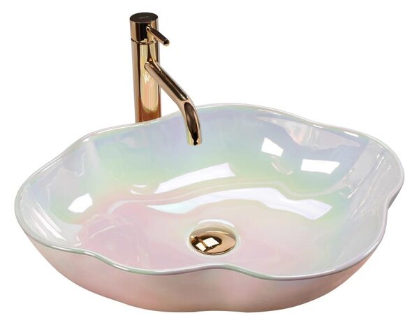 REA-U3309 - Umyvadlo na desku PEARL 38x50,5 cm keramika/pestrobarevná