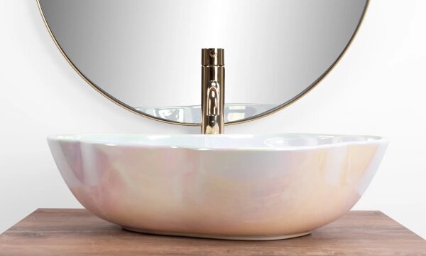 REA-U3309 - Umyvadlo na desku PEARL 38x50,5 cm keramika/pestrobarevná