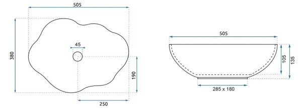 REA-U3309 - Umyvadlo na desku PEARL 38x50,5 cm keramika/pestrobarevná