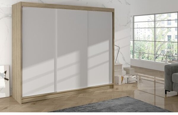 Šatní skříň DERBY II - 200 cm Dub sonoma/Bílá