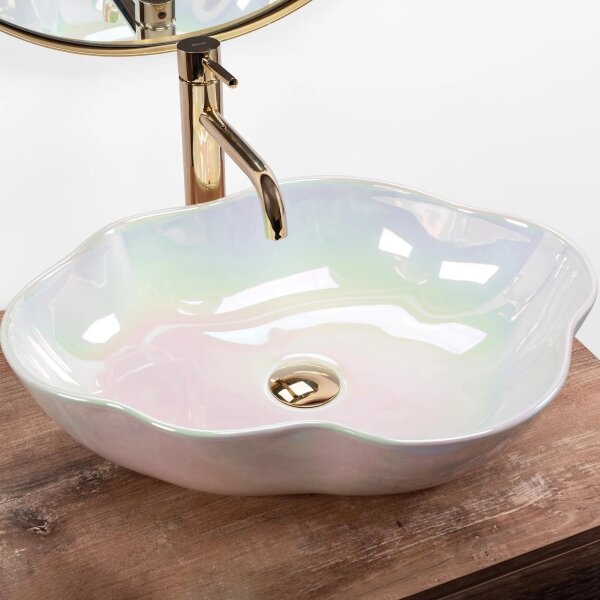 REA-U3309 - Umyvadlo na desku PEARL 38x50,5 cm keramika/pestrobarevná