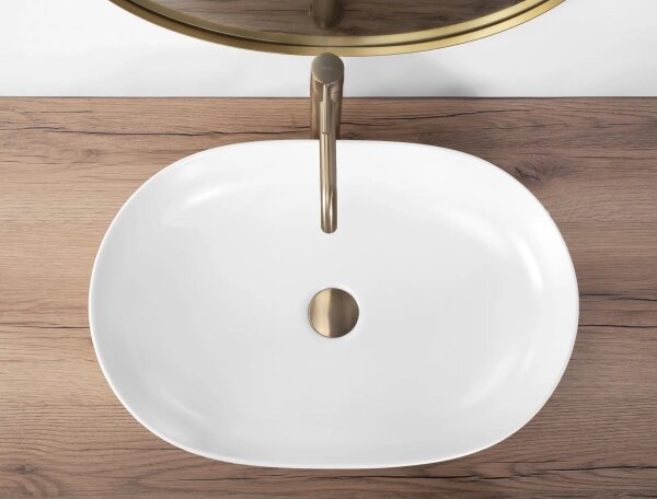 REA-U9653 - Umyvadlo na desku CLEO 41x60,5 cm keramika/matná bílá