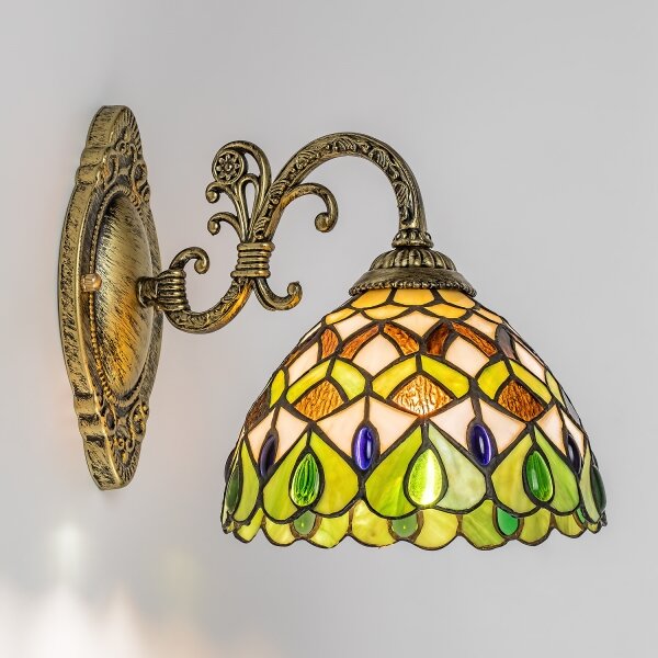 Brilagi - Tiffany vitrážová nástěnná lampa MARGARET 1xE27/40W/230V