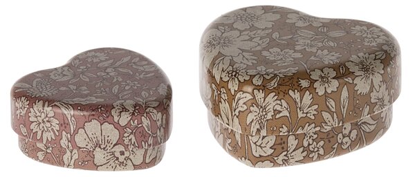 Plechová mini krabička Heart Ocher/Heather Blossom – set 2 ks