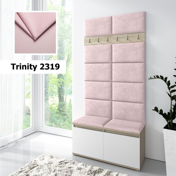 Eka Předsíňová stěna s čalouněnými panely Trinity 1 - Bílá sonoma / Světle růžová 2319