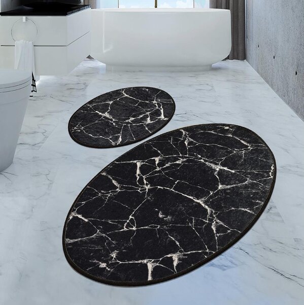 SADA 2x Koupelnová předložka MARBLE 50x60/60x100 cm černá