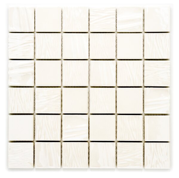 Japonská keramická mozaika 47x47mm bílá s jemnou perletí