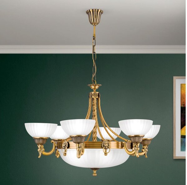 Orion LU 1689/6+3 - Lustr na řetězu ROCCA 9xE27/60W/230V pr. 75 cm bronz/bílá