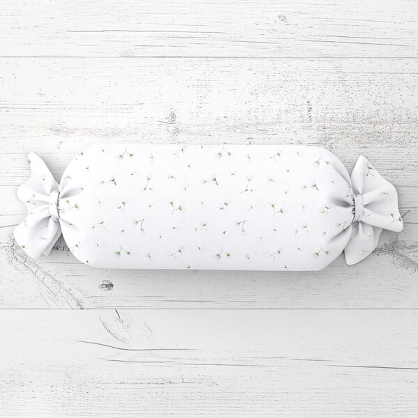 Biante Polštář válec bonbon Sandra SA-424 Drobná kvítka na bílém 15x40 cm