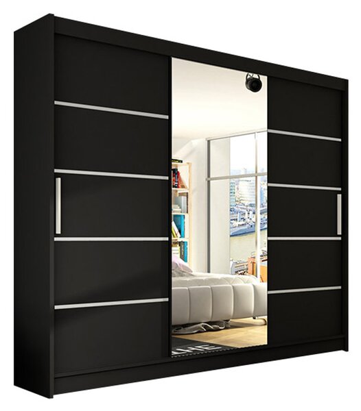 Velká šatní skříň ASTON VI 250 cm - Černá