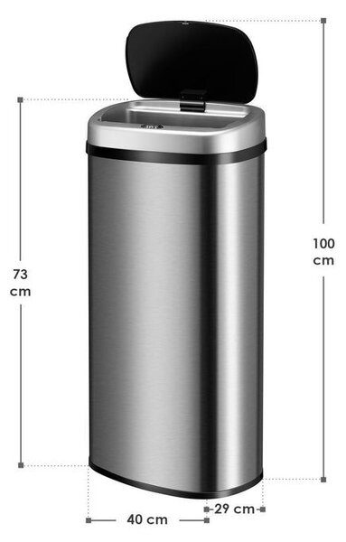 Automatický bezdotykový odpadkový koš 70 l – stříbrný