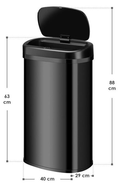 Automatický bezdotykový odpadkový koš 60 l – černý