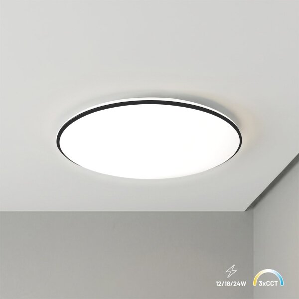 LED Stropní svítidlo HUGO LED/12/18/24W/230V 3000/4000/6500K pr. 30 cm IP54 čer
