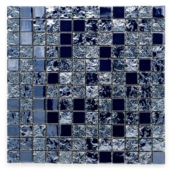 Japonská keramická mozaika 25x25mm modrá s perletí