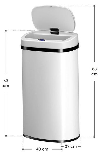 Automatický bezdotykový odpadkový koš 60 l – bílý