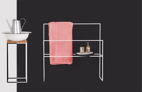 Nordic Design Bílý kovový věšák na ručníky Borelo 86 x 90 cm