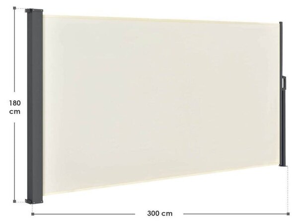 Výsuvná boční zástěna, 300 x 180 cm, béžová