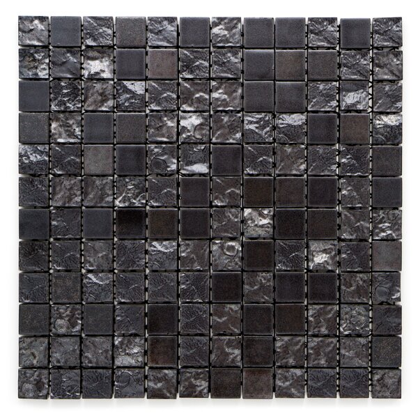 Japonská keramická mozaika 25x25mm černá matná