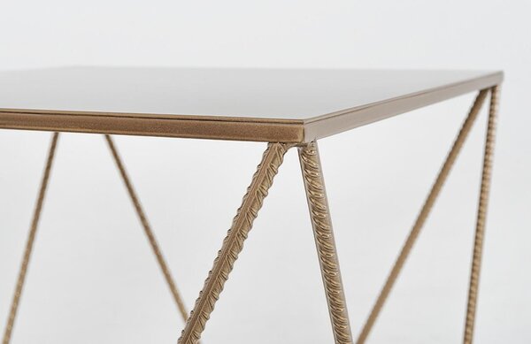 Nordic Design Zlatý kovový konferenční stolek Deryl 55 x 55 cm