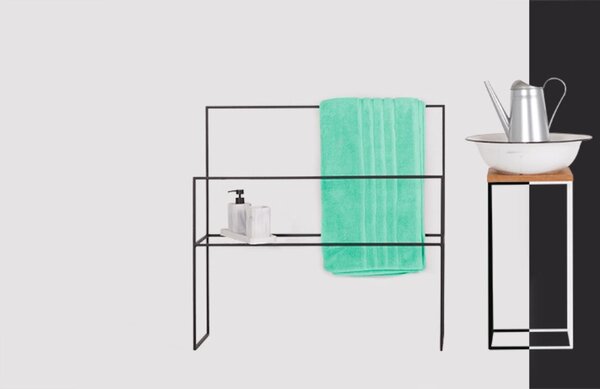 Nordic Design Černý kovový věšák na ručníky Borelo 86 x 90 cm