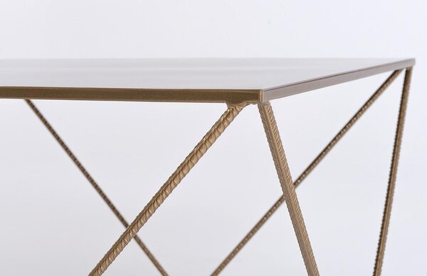 Nordic Design Zlatý kovový konferenční stolek Deryl 80 x 80 cm