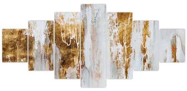Obraz - Abstrakce se zlatou (210x100 cm)