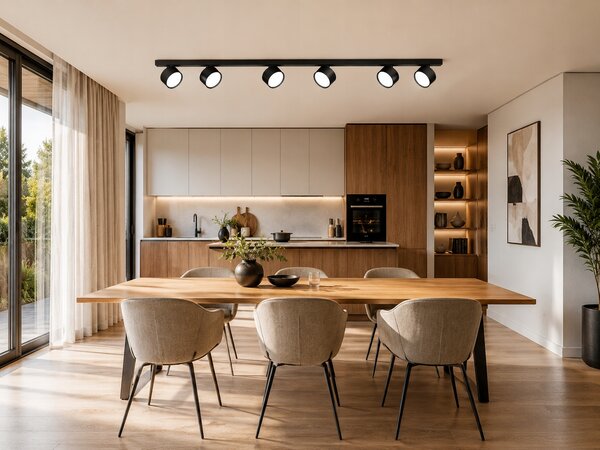 STROPNÍ SVÍTIDLO SPOT Nástěnné svítidlo Otočný reflektor 6x GX53 LED Černé