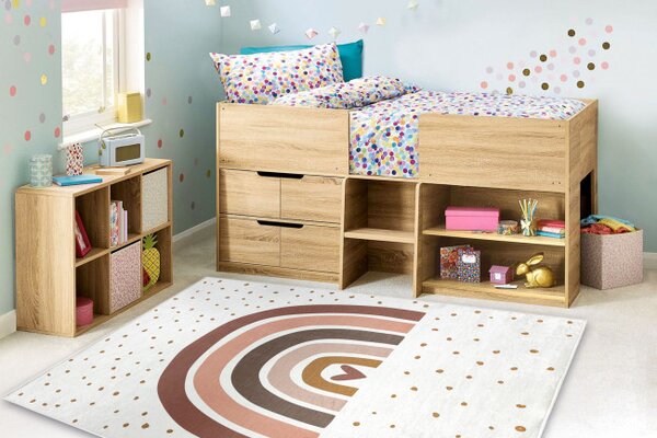 Dětský koberec protiskluzový BAMBINO 46960 duha, bílý / hnědý