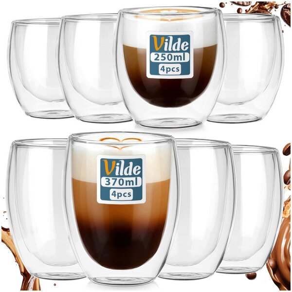 Sklenice na kávu a čaj Vilde 370 ml 8 ks