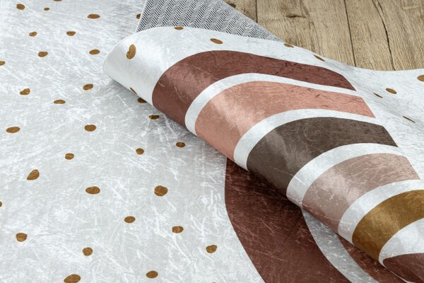 Dětský koberec protiskluzový BAMBINO 46960 duha, bílý / hnědý