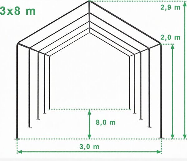 Párty stan 3x8 m STANDARD - ohnivzdorný barva Bílá