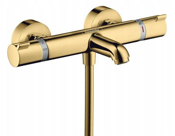 Dvouuchytová nástěnná vanová a sprchová baterie Hansgrohe Ecostat, zlatá