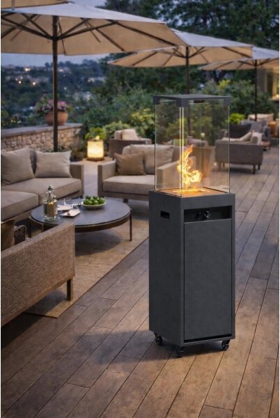 Brilagi - Venkovní plynový krb FLARO GAS 142x36 cm 8kW 1xAAA antr +ochranný kryt