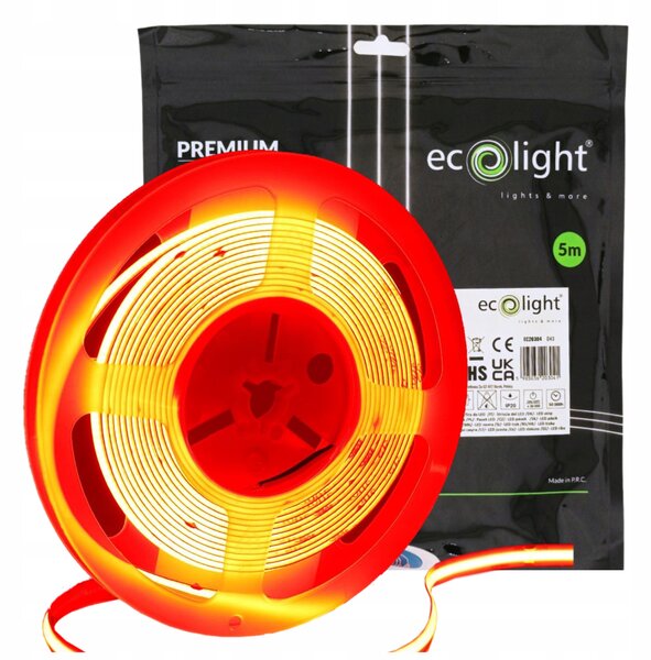 Ecolight LED pásek COB 480LED 12V 5m 45W oranžový