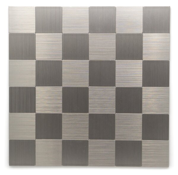 Samolepicí obklad mozaika vinyl Hliník 50x50mm - šedá šachovnice