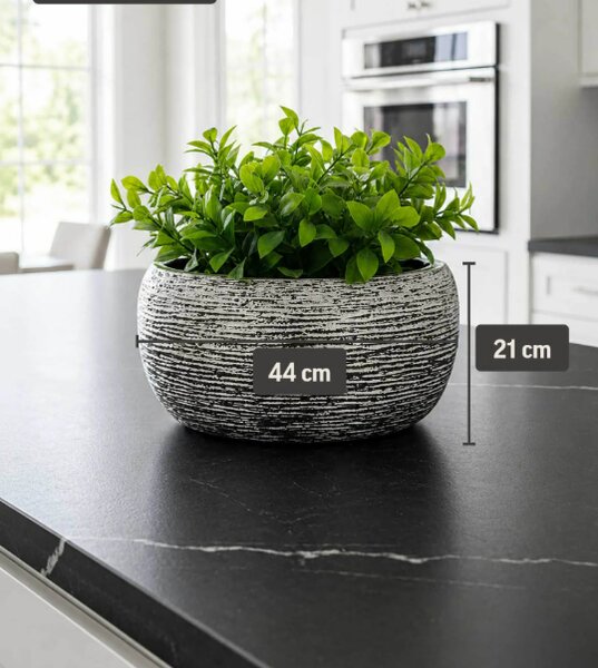 Kulatý květináč POTTA, sklolaminát, průměr 44 x výška 21 cm, stříbrná