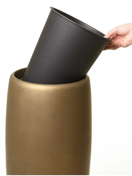 Luxusní květináč XELA, sklolaminát, horní průměr 34 cm x výška 92 cm, zlatá