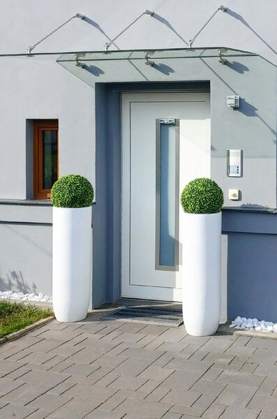 Květináč SOLERIO, sklolaminát, výška 100 cm, bílý mat