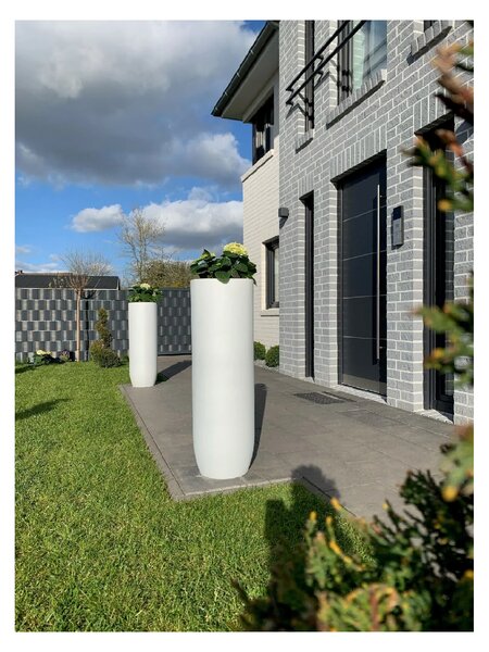 Květináč SOLERIO, výška 80 cm, sklolaminát, bílá