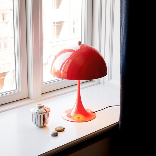 Stolní lampa Louis Poulsen, Panthella Mini, stmívatelné, Červená, Obývací pokoj, Kov, Design