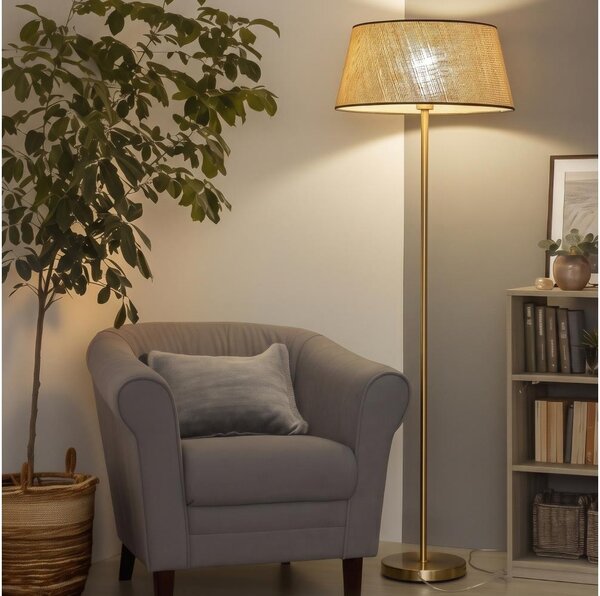 Brilagi - LED Stojací lampa CERIA 1xE27/20W/230V pr. 50 cm béžová/zlatá