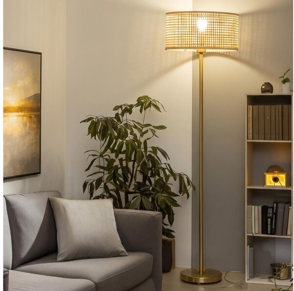 Brilagi - LED Stojací lampa CERIA 1xE27/20W/230V pr. 25 cm bambus/zlatá