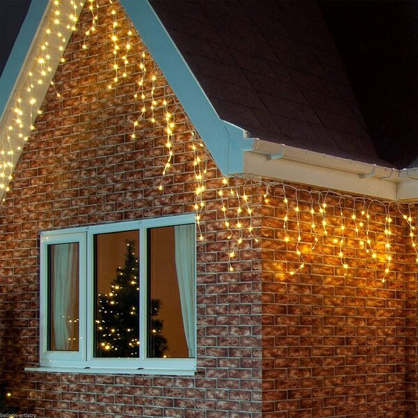 Venkovní LED vánoční závěs - teplá bílá, různé délky na výběr Délka světelné části a počet LED: 10m a 310 LED, stálé svícení, s časovačem 6h/18h